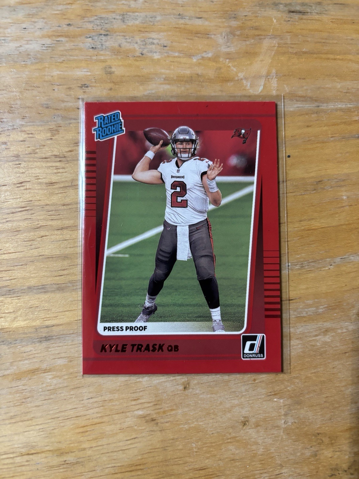 2021 Panini Donruss Kyle Trask #257 Rated Rookie Press Proof Red Buccaneers NFL