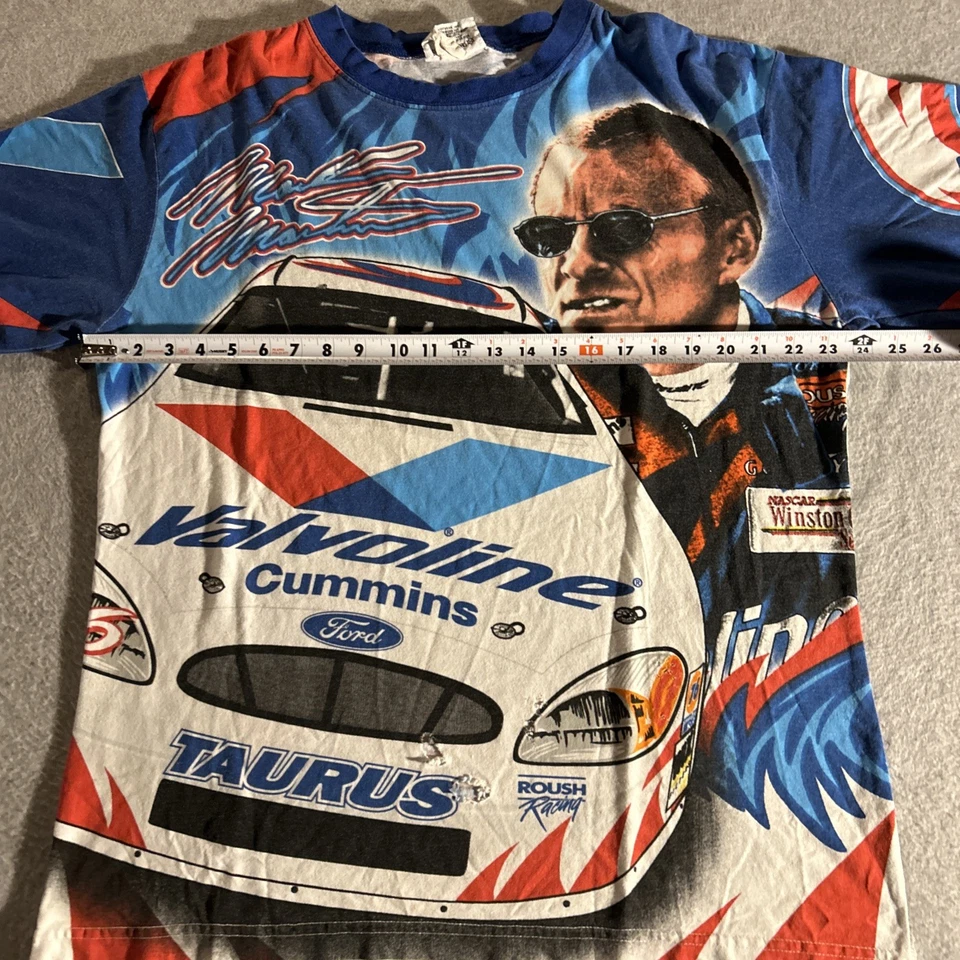 Camisa gráfica vintage anos 90 Chase Authentics NASCAR Mark Martin AOP - masculina grande G - Imagem 4 de 4