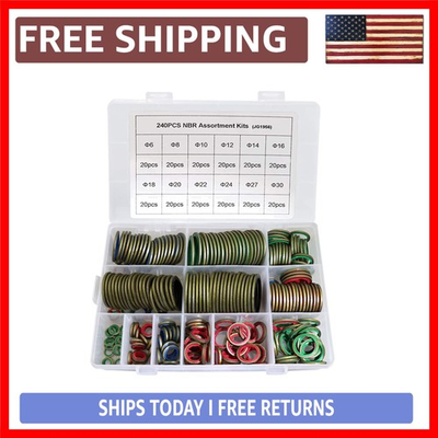 #ad 240 Piece NBR Metal Bonded Sealing Washer Assortment Kit for High Pressure Ap... $32.27