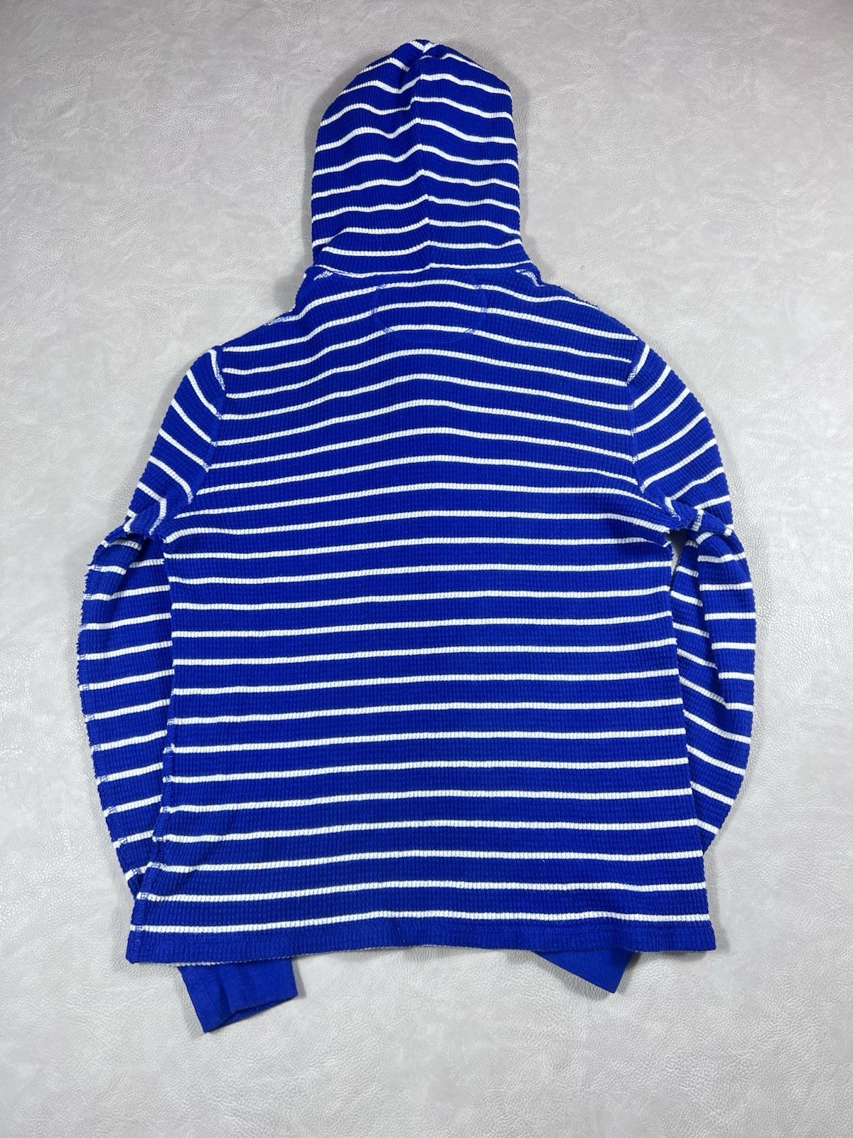 Polo Ralph Lauren felpa con cappuccio a righe taglia media blu bianco maglia a costine pony termica