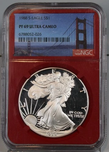 1988 S Proof American Silver Eagle - NGC Graded PF69 UCAM, Red Label !!