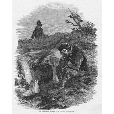 IRLAND Kartoffel Hungersnot Kopfhaut von Brian Connor bei Kilrush - antiker Druck 1849