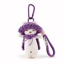Crochet Cat Keychain, Handmade Cat Bag Charm with Metal Clip, Plush Kitty Pur...