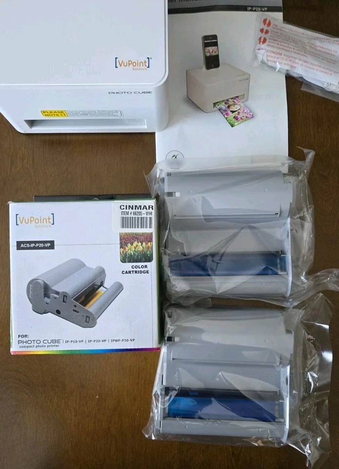 Lote de 3 cartuchos de color VuPoint ACS-IP-P20-VP e impresora de cubo de fotos IP-P20-VP Foto 3 de 4