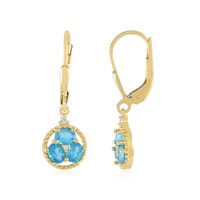 Cavill Apatit Ohrringe 925 Silber Vergoldet 0,91Ct Ovalschliff Blau