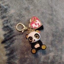 TY Beanie Boos Mini Boo Collectible Metal Key Clip CHI the Panda Bear NEW 2022