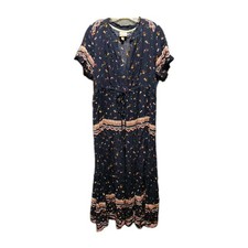 Knox Rose Maxi Gauze Dress Floral Printed Ruffle Size Small