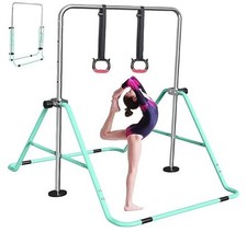 Gymnastics Bar for Kids, Adjustable Height Gymnastic Horizontal Green