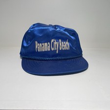 Vintage Panama City Beach Cap Hat Nissin Blue Florida Zip Buckle