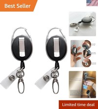 2 Pack Retractable ID Badge Holder Lanyard Heavy Duty Reel Keychain Clip ID Card