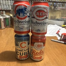 Chicago Cubs And Cincinnati Reds Budweiser Beer Cans 2 Different Ones Of Each