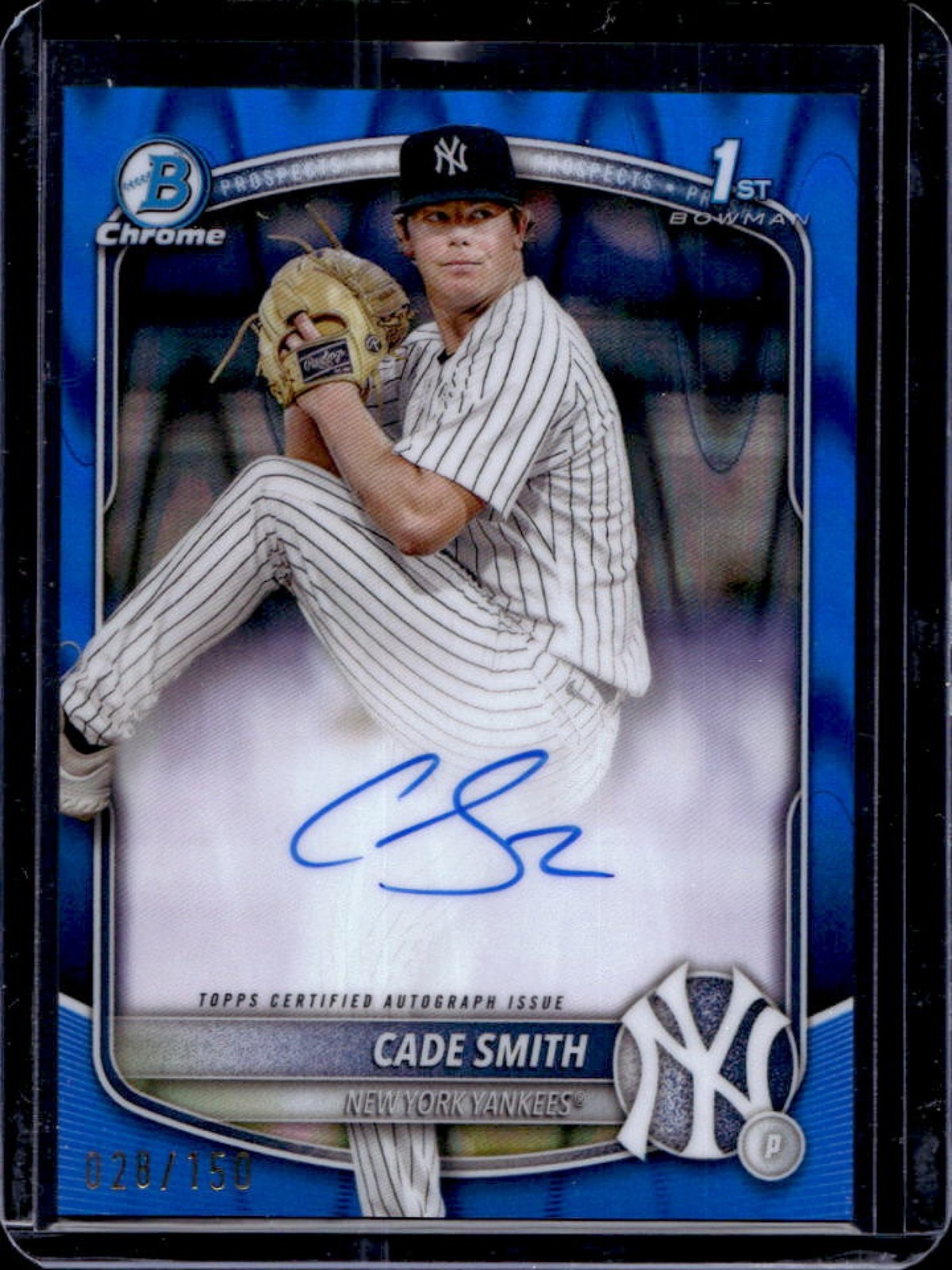 2025 Bowman Chrome Cade Smith Auto Blue RayWave Refractor 1st Prospect #28/150