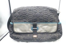 FOSSIL Key-Per Black Silver Teal Soft Quilt Crossbody Messenger Bag H4