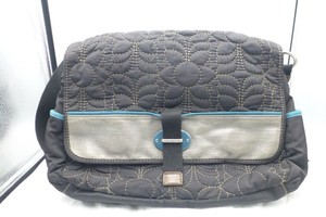 FOSSIL Key-Per Black Silver Teal Soft Quilt Crossbody Messenger Bag H4
