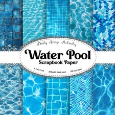 Water Pool Scrapbook Paper: Aqua Blue Water Surface Double Sided Craft Paper for