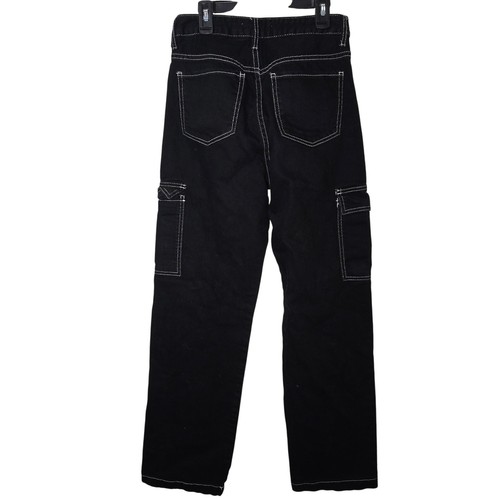 S.O.N.G. Schwarz weiß Y2K Goth Retro Cargo Tripp Hose Damengröße 5 makellos - Bild 2 von 7