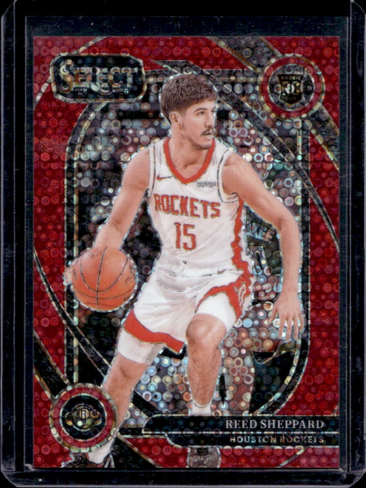 2024-25 Select Reed Sheppard Courtside Red Disco Prizm RC #45/49 Rockets