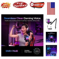 GamerWave Pro: USB Microphone with Noise Cancellation  RGB Lighting