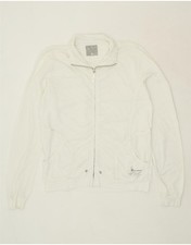 CHAMPION Womens Easy Fit Tracksuit Top Jacket UK 14 Medium White Cotton KB10