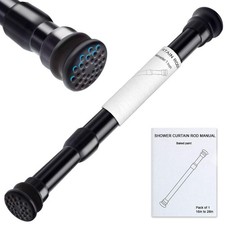 Small Shower Rod 16-28 Inch, Black Adjustable Spring Tension Rod