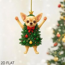 Whimsical Acrylic Chihuahua Christmas Ornament 2025   Personalized Cute