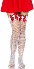 Sexy Women's Halloween Cosplay Nurse White Thigh High Stockings NEW Fast Ship!