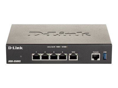 D-Link DSR-250V2 Router 4-Port-Switch 1GbE 4-Port VPN USB 3.0 RJ-45