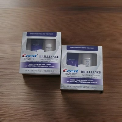 2 Crest 3D White Brilliance Whitening 2-Step Daily Whitening Gel Toothpaste NEW
