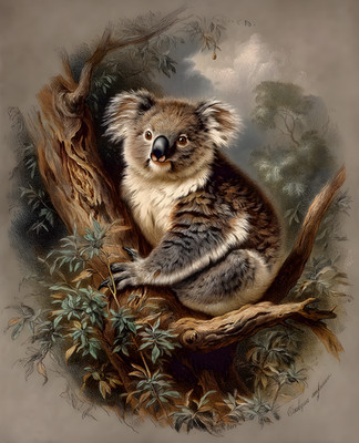8x10 Koala Eucalyptus Tree Art Print - 103183342