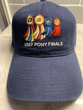 US Equestrian Pony Finals Hat Navy Show Ribbons Adjustable Cap One Size Fits
