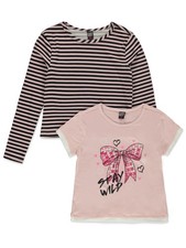 Star Ride Girls' 2-Piece Long Short Sleeve Tee Set Color: blue Size: 4