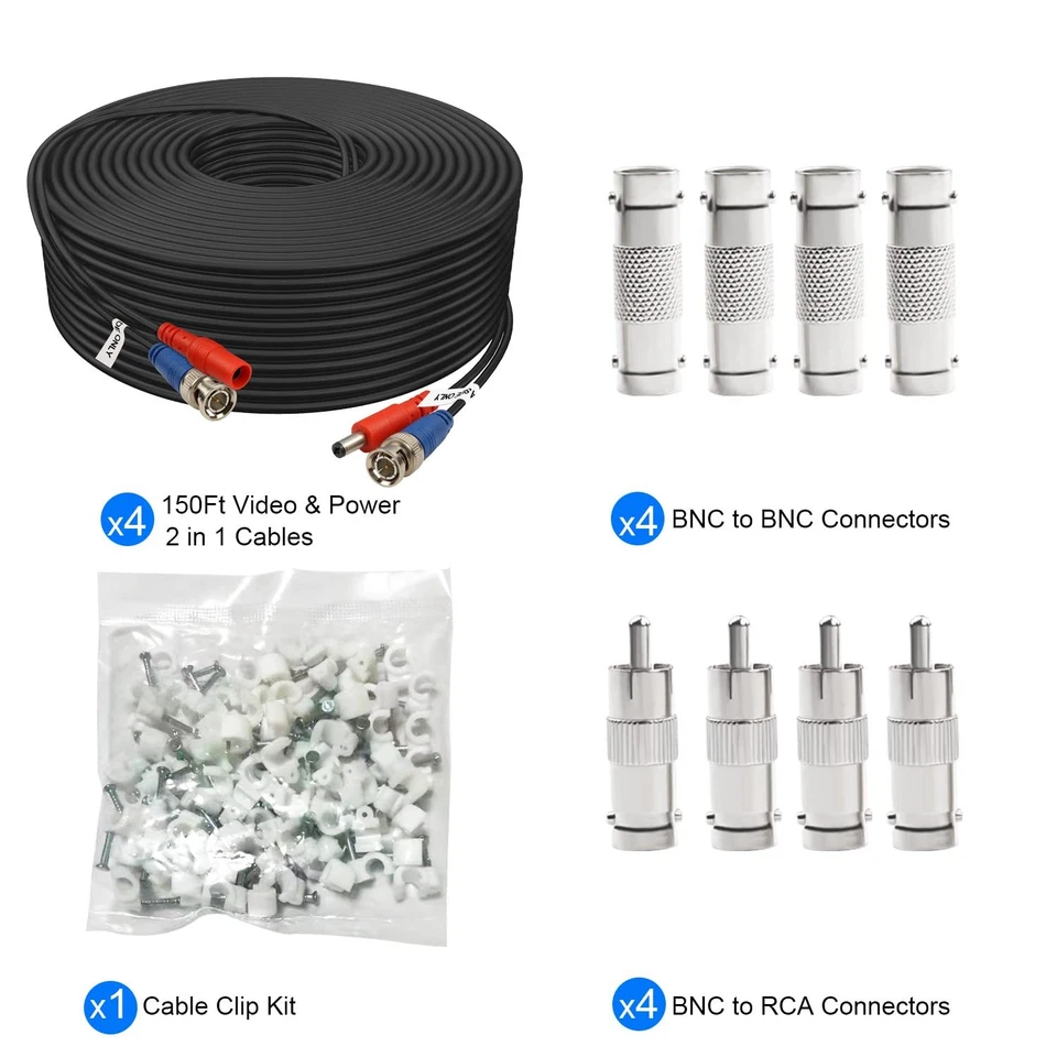 BNC Cable 150ft 4 Pack BNC Video Power Cable,Security Camera Cable for CCTV C... - Image 2 of 4