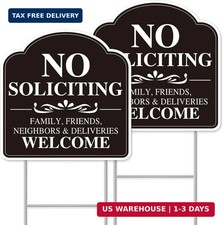 No Soliciting Sign for House, No Soliciting Yard Sign, 2-Pack 12"x12" Double-Sid