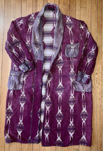 Vintage 1930s 1940s Beacon Blanket Robe Shawl Collar Diamond Geometric