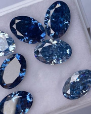 7 Pcs Natural Blue Diamond Oval Cut VVS1 D Grade Certified 1 Free Gift 9 mm