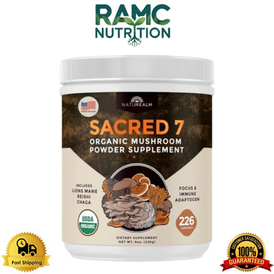 Naturealm Sacred 7 Mushroom Powder Supplement - Non-GMO   Lion s Mane - 8 Oz