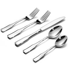 Kate 40-Piece Silverware Set,Service for 8,Stainless Steel Flatware Set,Mirro...