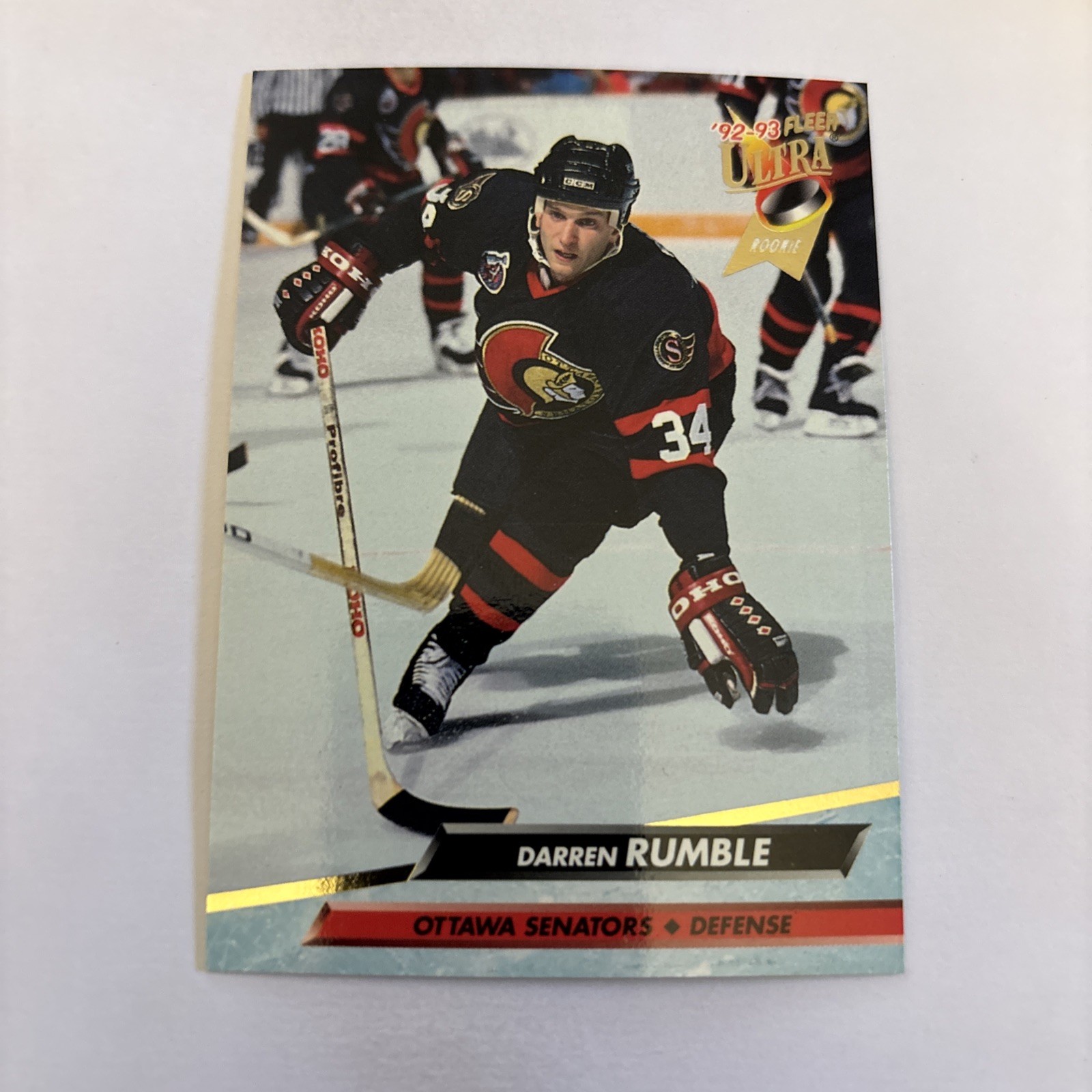 1992-93 Darren Rumble Rookie Fleer Ultra Hockey Ottawa Senators