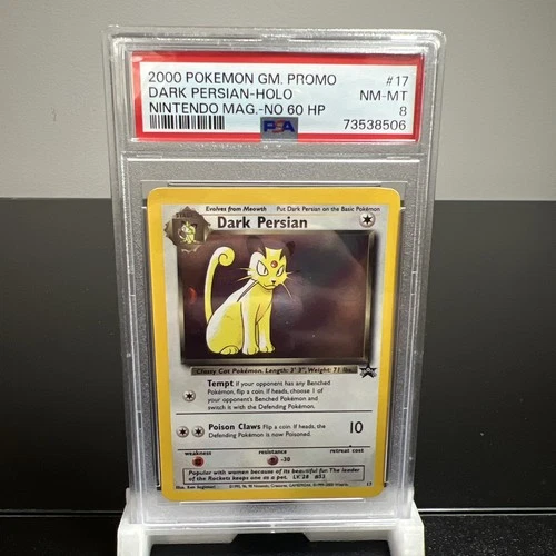 PSA 8 Dark Persian #17 No HP Error 2000 Pokémon Game Promo SWIRL
