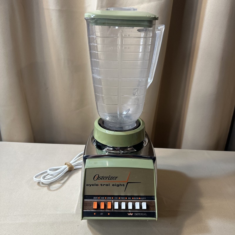 VINTAGE OSTERIZER BLENDER AVOCADO GREEN & CHROME CycloTrol 8 MCM TESTED WORKS**