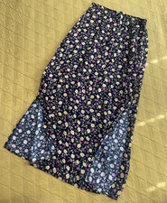 Vintage 90  s Cottagecore Women  s M Regular Black Floral Midi Skirt