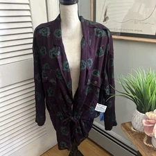 Vintage KENAR Jacket Womens Large Purple Retro 80s Oversized Artsy Lagenlook