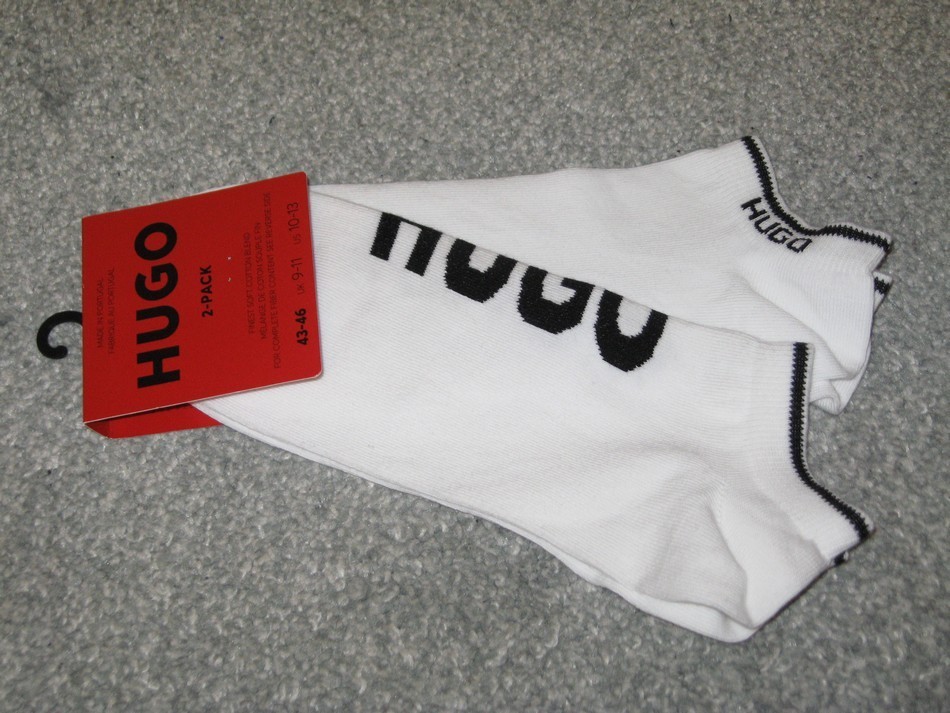 HUGO BOSS  Finest Soft Cotton Trainer Socks White   2 Pairs  Size 9 - 11