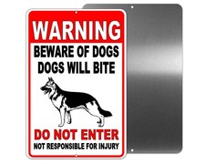 SIGN Beware Of German Shepard Dogs Will Bite Do Not Enter Metal Sign /Decal