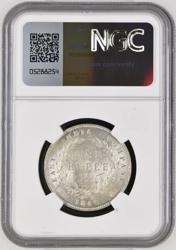 ONE INDIA RUPEE 1840 NGC MS 61