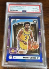 BRONNY JAMES JR. 2024 DONRUSS OPTIC BLUE RATED ROOKIE RC #4/49 #282 PSA 10