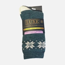 2 Pr Luxe Cashmere Blend Insulated Cushioned Fair Isle Pattern Green Black NEW
