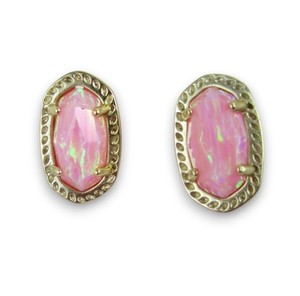 Authentic Kendra Scott EMERY Pink Opal Gold Plated Stud Earrings Pierced
