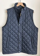 Barbour Mens NWT Barlow Gilet Navy Blue Quilted Full Zip Snap Insulated Vest XXL