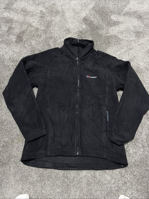 Berghaus schwarz Logo bestickt durchgehender Reißverschluss dickes Fleece Größe Small/Medium